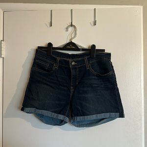 Levi Strauss Mid-Rise Dark Wash Jean Shorts - 31